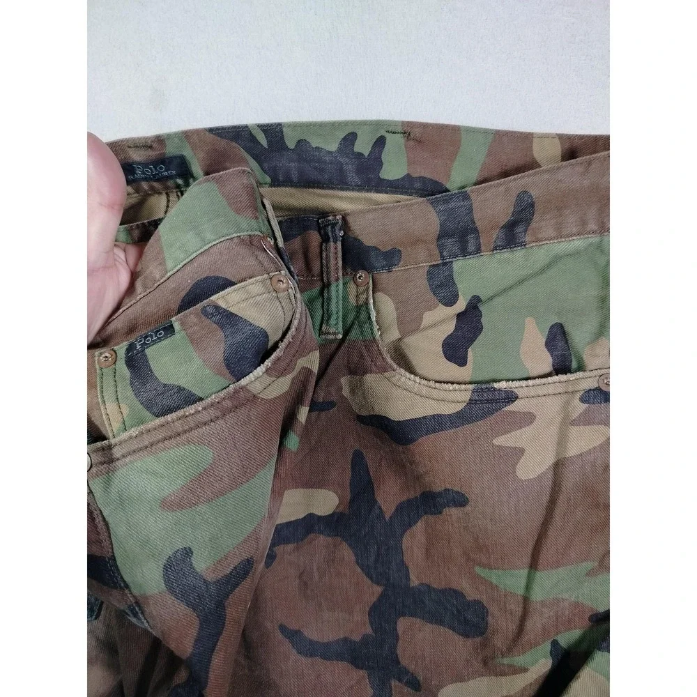 Polo Ralph Lauren Hampton Relaxed Straight Jeans Mens 46x30 Camo Stretch Denim